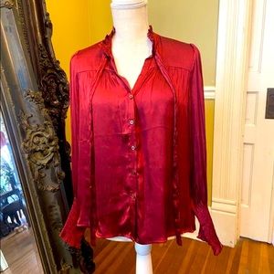 Burgundy Current Air deep neck with buttons